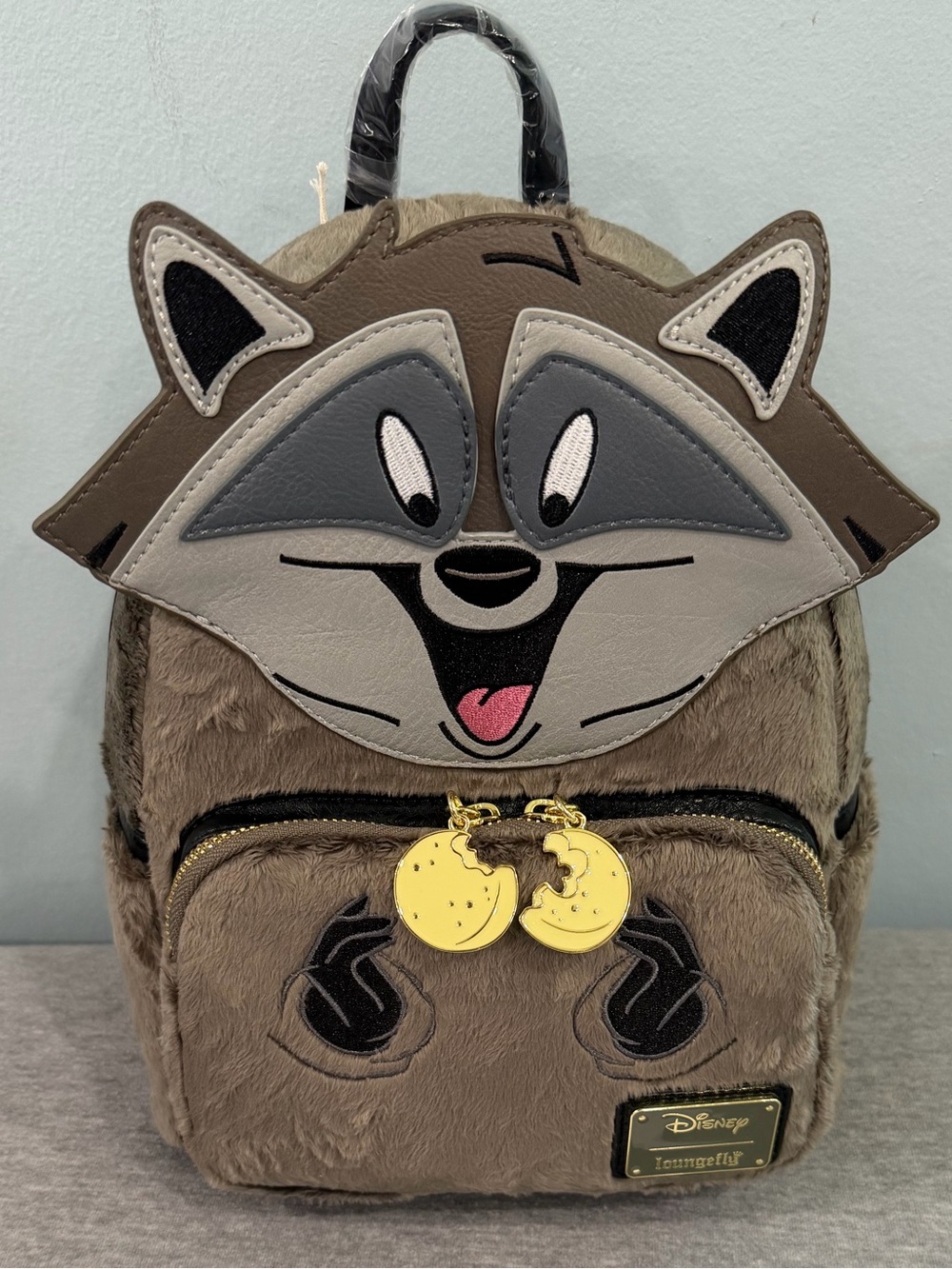 Disney Brown Meeko Faux-Fur Mini Backpack Loungefly